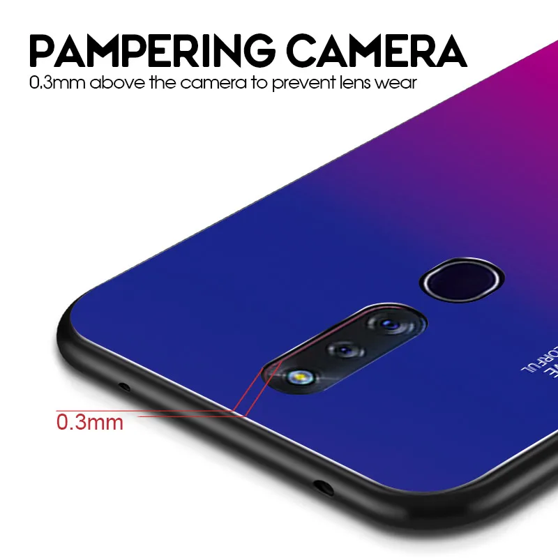Чехол для телефона с градиентным закаленным стеклом OPPO R17 F11 K1 R15X R19 Reno 10X zoom Realme 3 Pro