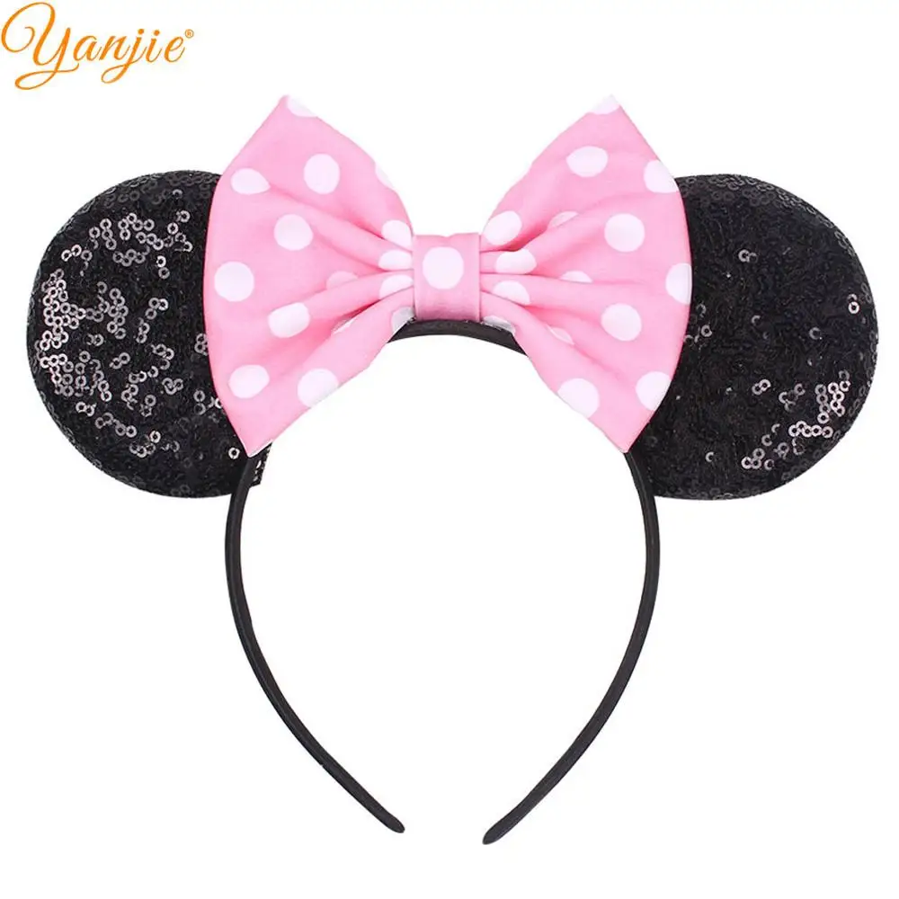Minnie Mouse Ears Hairband 2020 Polka Dot Cotton Bows Hair Accessories For Girl Wholesale Headband Party Boutique Mujer | Детская одежда