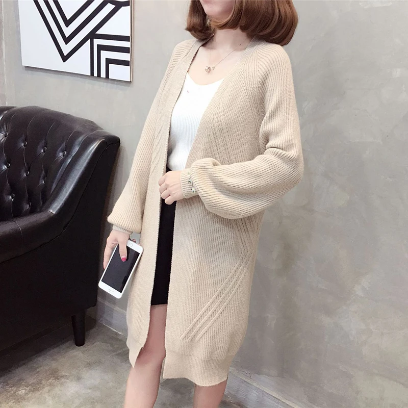 2018 осенние и зимние новые женские вязаный кардиган с длинным средней длины