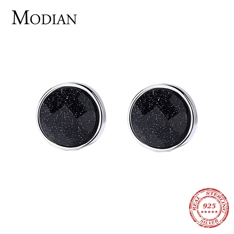 Женские сверкающие серьги-гвоздики Modian из стерлингового серебра 100% пробы с