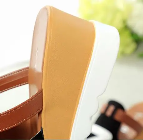 Student sandals female slippers 2018 new summer women slope with high heels thick bottom casual Korean fashion fish mouth wild | Обувь