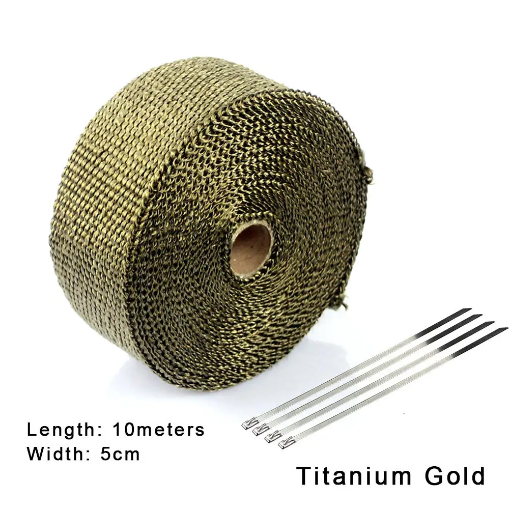 Gold-10M R-EP выхлопная теплозащитная пленка 5 см x 10/15 м теплозащитный огнестойкий ремень из стекловолокна для автомобиля/мотоцикла выхлопная труба/глушитель - Цвет: Gold-10M
