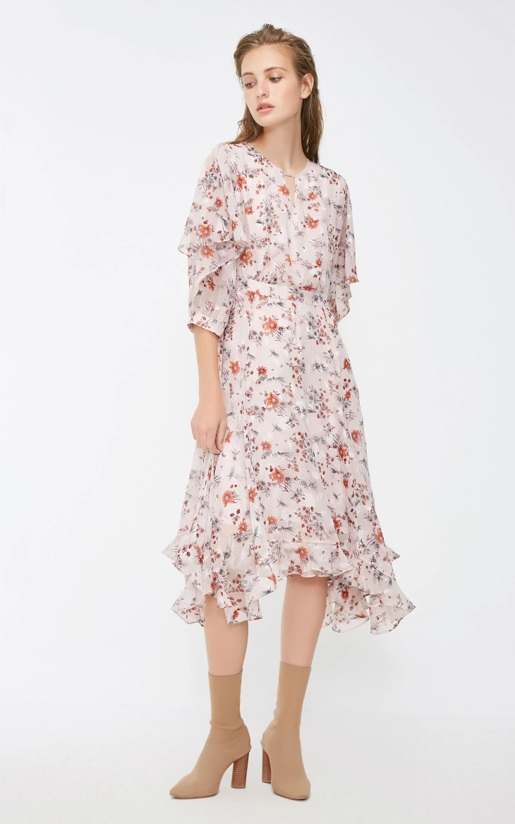 Vero Moda платье женское платье миди с вышивкой и оборками | 31847C502