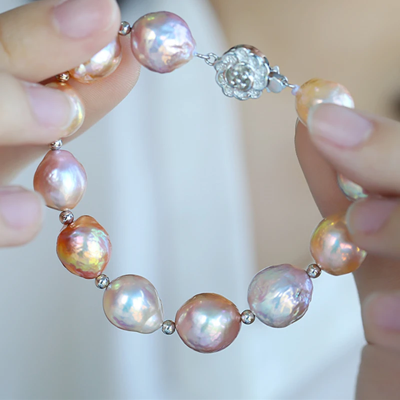 [Красивый] новый браслет из натурального пресноводного жемчуга в форме барокко