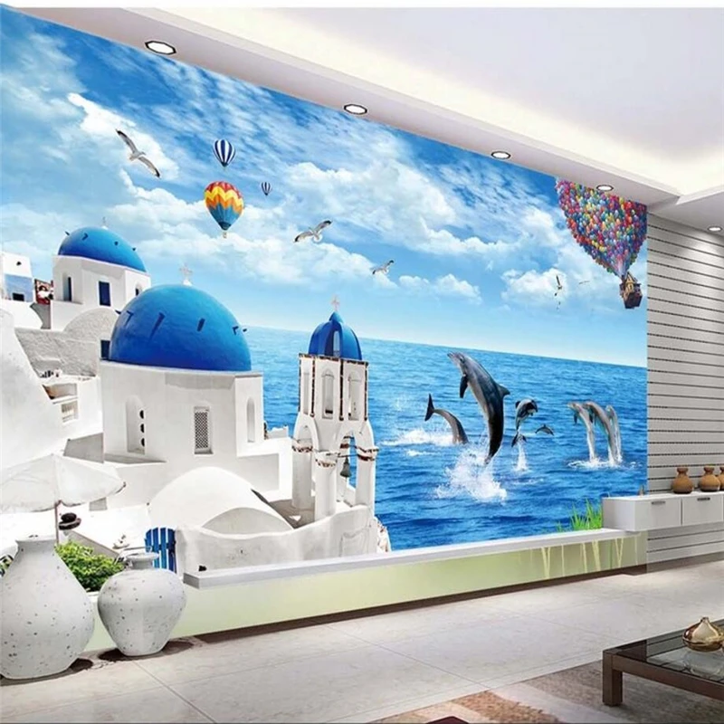 

beibehang Custom 3D wallpaper dolphin Maldives love sea wall paper TV background living room bedroom wall decoration