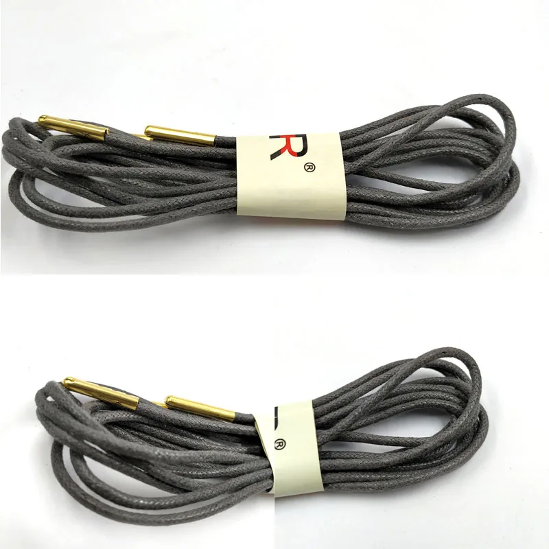 11 Dark Gray Golden JUPHAIR тонкие Вощеные хлопковые шнурки круглые золотые металлические головы восковая шнурка платье кожаные шнурки для обуви ботинок шнурки для спортивной обуви - Цвет: 11 Dark Gray Golden