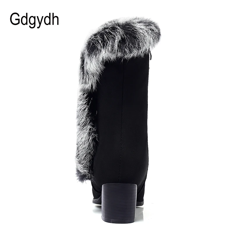 Gdgydh/женские зимние ботинки; женская зимняя теплая обувь на каблуке; женская обувь на молнии с резиновой подошвой; высокое качество; Новинка года
