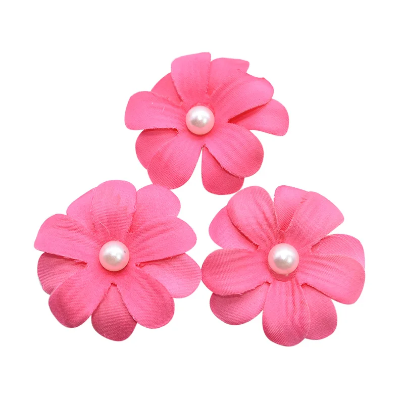 F04 20pcs 4.5cm Silk Petals Artificial Cherry Flower Heads for Wedding Home Decoration Festival Party Fake Pearl Beaded Rose Flowers - Цвет: F04