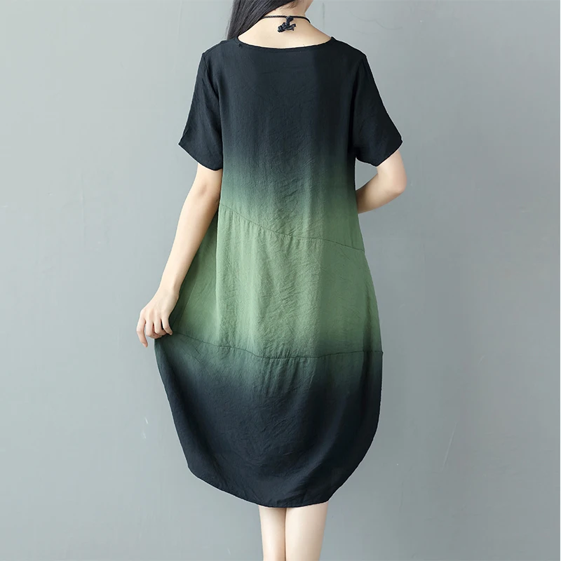 Женское свободное платье из мягкого хлопка и льна повседневное винтажное