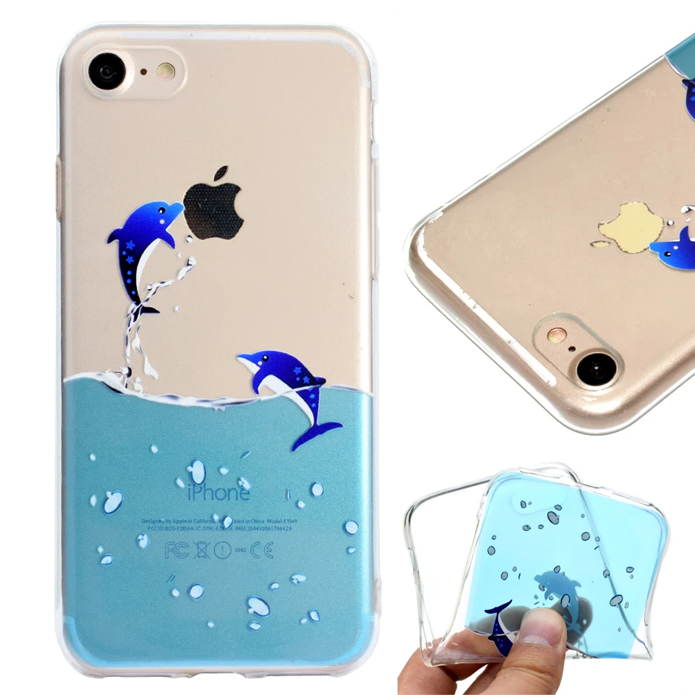 Модный чехол с милым Фламинго дельфином слоном жирафом для iphone 6s plus прозрачный