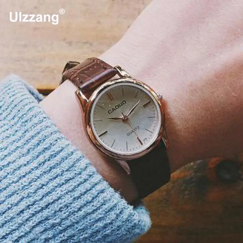 Модные женские и мужские часы для влюбленных винтажные из натуральной кожи на