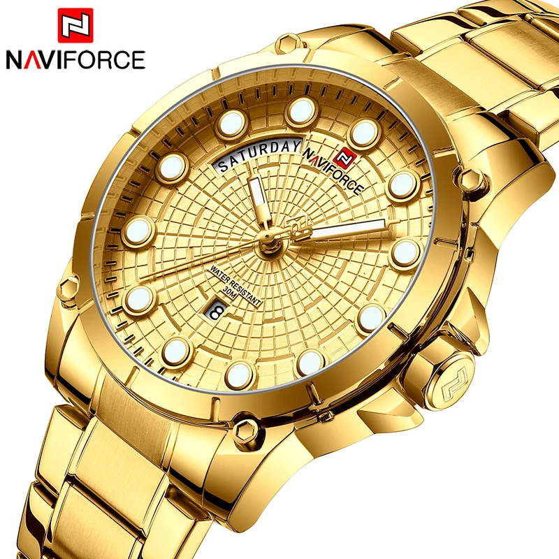 Часы наручные NAVIFORCE Мужские кварцевые аналоговые роскошные Брендовые спортивные