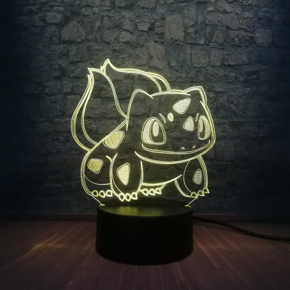 Подарок на день детей 3D мультфильм USB лампа Pokeball Покемон Бульбазавр животное лягушка многоцветный ночник визуальный праздник Малыш игрушка