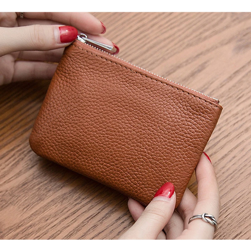 Женский мини-кошелек из натуральной бычьей кожи с отделениями для ключей и карт