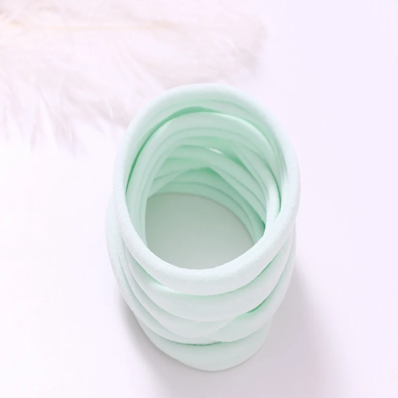ice mint 50 шт./лот, яркие цвета, мягкие нейлоновые эластичные повязки на голову, сделай сам, лента с бантом, Однотонные эластичные повязки на голову, аксессуары для волос - Цвет: ice mint