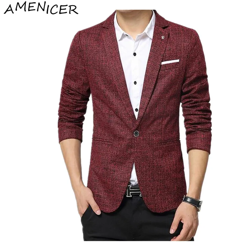 Новые 2016 Моды для Мужчин Пиджак Пиджаки Отложным Воротником Случайные Мужские