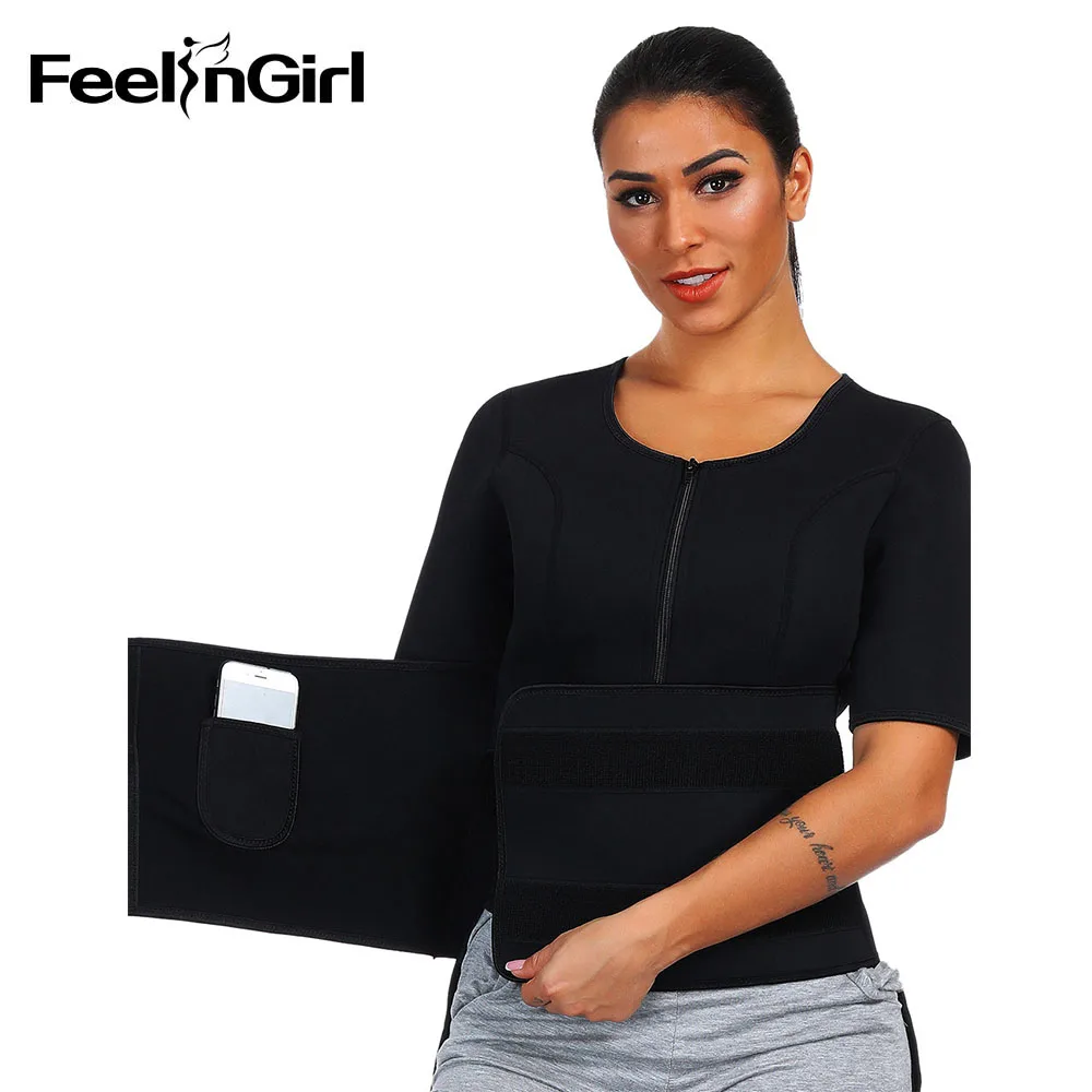 Feelingirl Woman Neoprene Fitness Shapewear Top Breathable Elastic Comfortable Bodyshaper Tummy Control Waist Trimmer Cincher | Женская