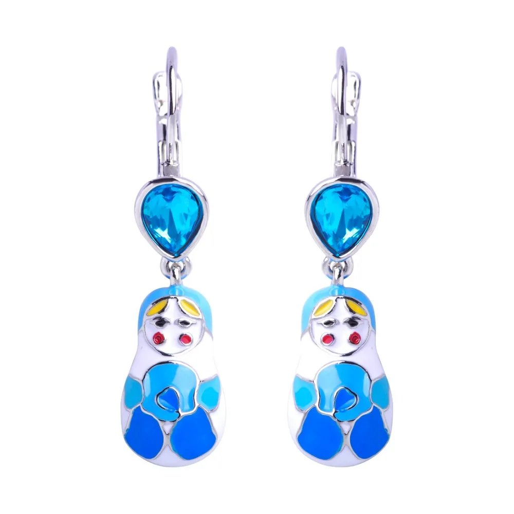 Длинные серьги для женщин и девочек Русская Матрёшка Большие эмалированные