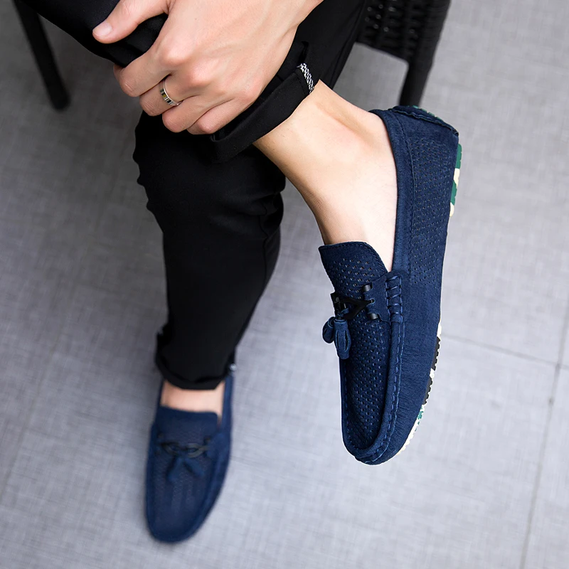 New Punching Breathable Loafers Summer Men Shoes Slip-On Lazy Boat Soft Moccasins Fashion Light Casual Driving | Обувь
