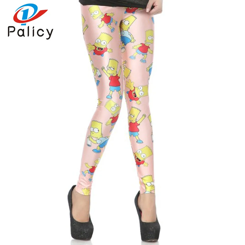Palicy Sexy Colorful Thin Fashion 3D Print Leggings Cartoon Pink Women High Waist Breathable Trouser Slim Pants