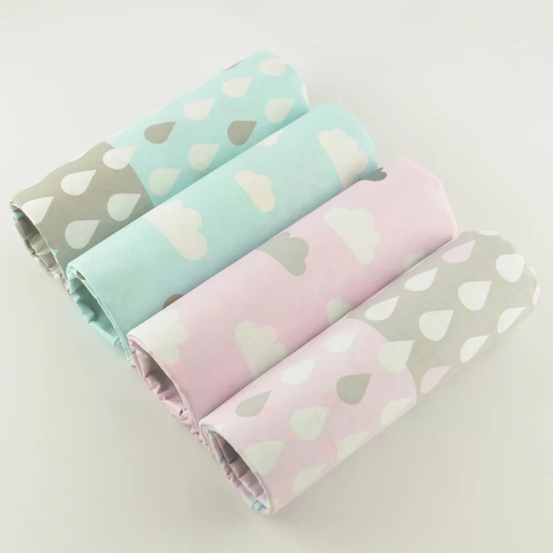 Синий и розовый дождь тучки 4 шт./хлопчатобумажная ткань Twill ремесла Tissu домашний