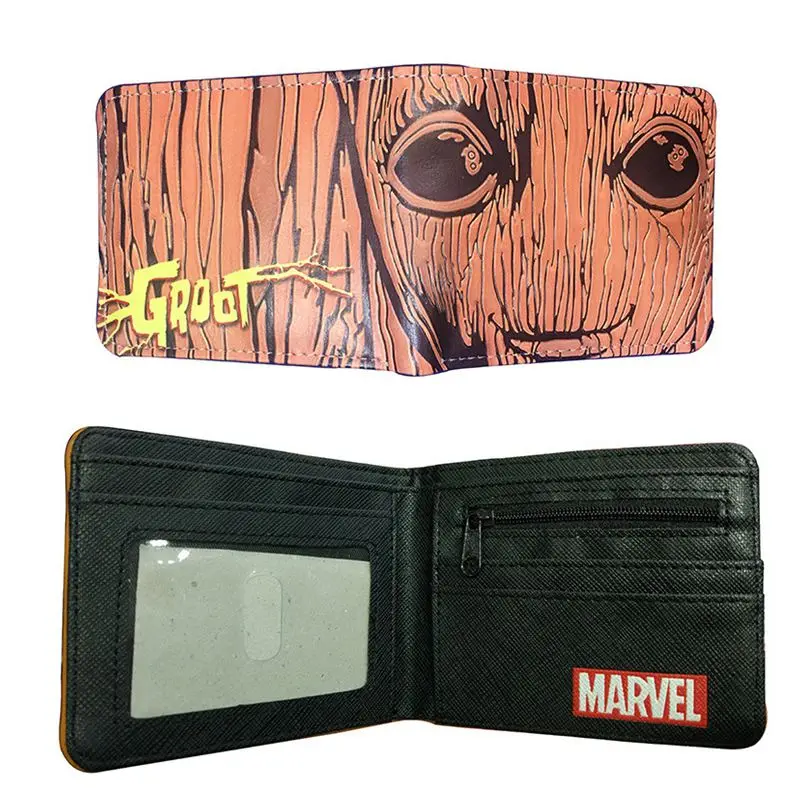 04 Новинка, кошелек для монет Groot, двойной, мультяшный, короткий кошелек, цветной, с принтом, держатель для карт, на молнии, Poucht, для мальчиков и девочек, кошельки для подростков, подарок - Цвет: 04