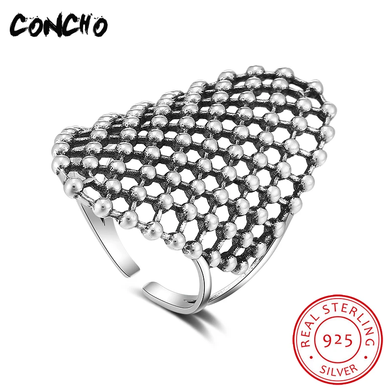 Женское кольцо с геометрическим узором Anel Feminino Concho украшение из стерлингового