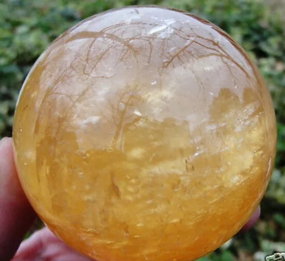 YM 312 60 мм + подставка цитрин Кальцит кварц кристалл шар целебный|healing ball|healing quartz
