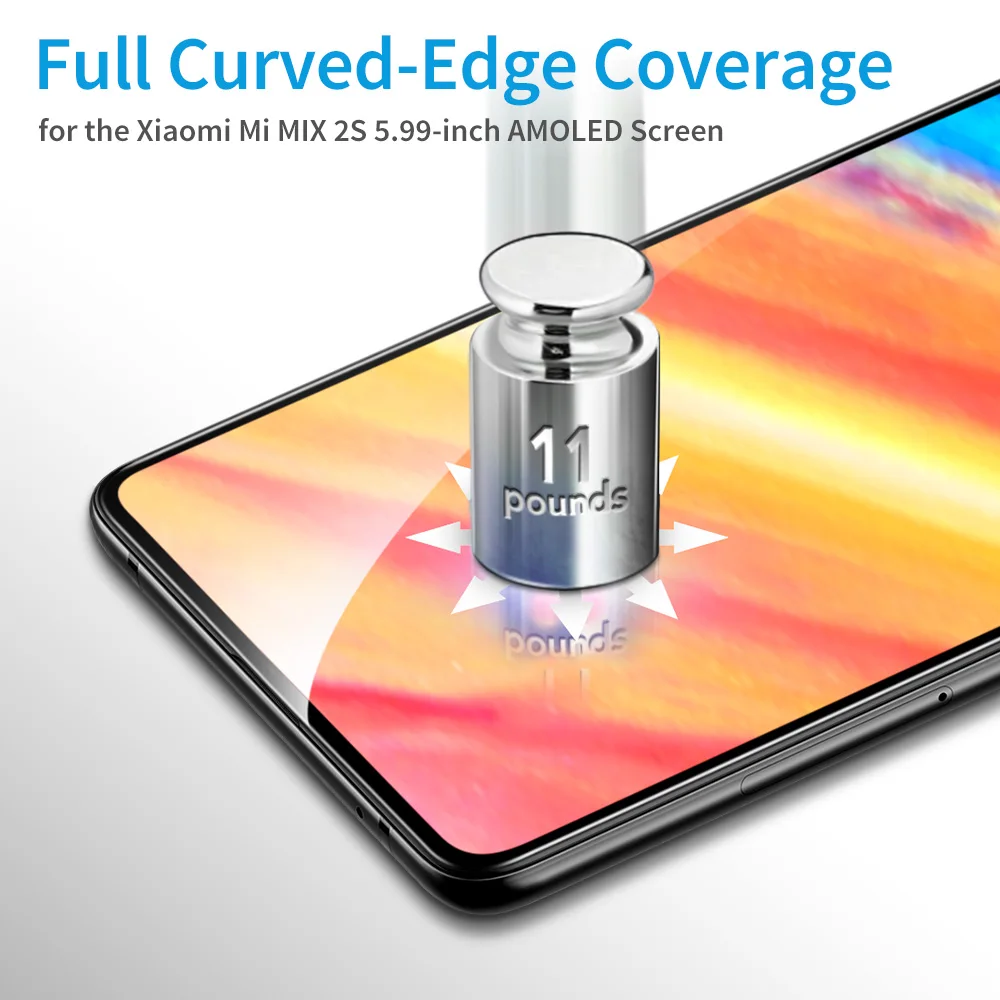 Стеклянная пленка HereCase для Xiaomi Mi MIX 2 2S закаленное стекло 9H полное покрытие