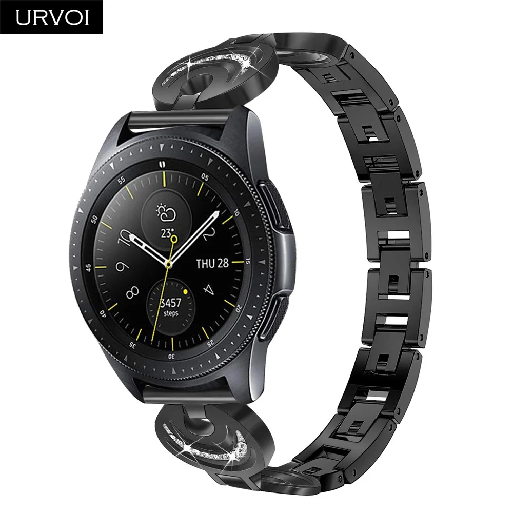 URVOI ремешок для Galaxy Watch Active 42 46 мм moon& stars ремешок из нержавеющей стали складной застежка с цирконом быстроразъемные контакты на запястье