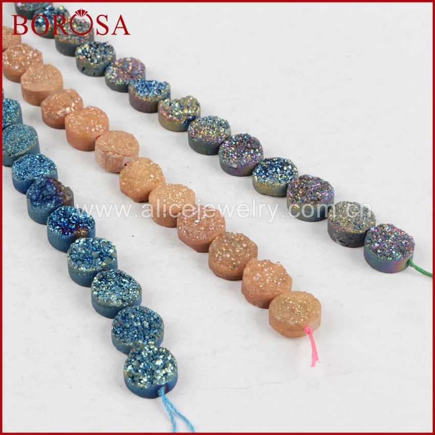 BOROSA 2 шт Новые Drusy 12 мм квадратные радужные натуральные титановые кристаллы Друза