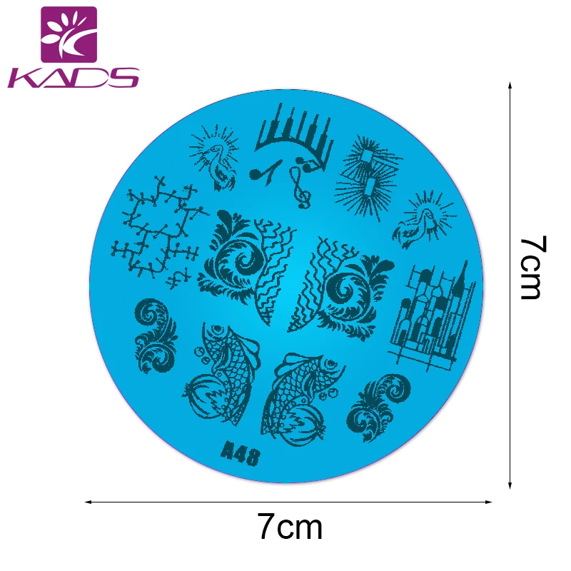 KADS A48 Пляж Стиль Ногтей Штамп Рыбы и Музыка Штамповки Плиты Штамповка Nail Art