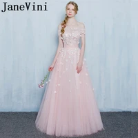 janevini vestidos pink beads sequins mother of the bride dresses a line boat neck lace applique floor length tulle evening dress