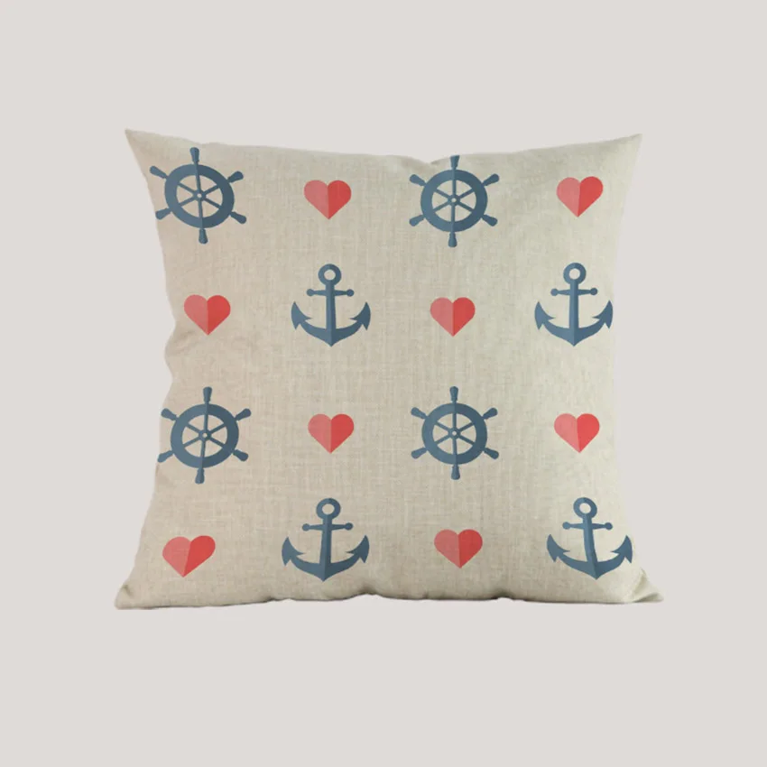 Геометрические сердца якорь цвет полоски печать диван подушка для украшения