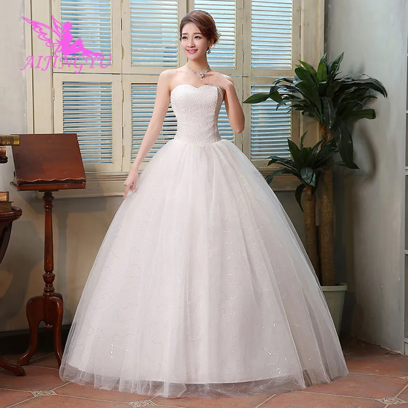 

AIJINGYU 2021 real photos Customized new hot selling cheap ball gown lace up back formal bride dresses wedding dress WK485