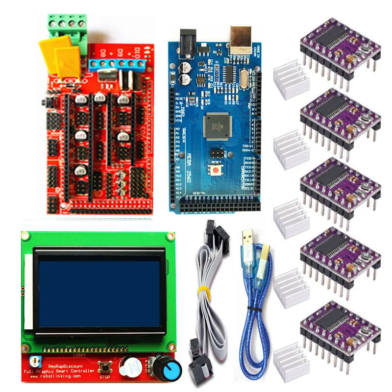 Комплект деталей для 3D принтера с USB Mega 2560 R3 RAMPS 1 4 контроллер DRV8825 модуль шагового