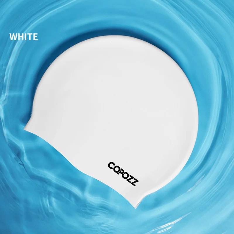 white COPOZZ силиконовая шапочка для плавания для мужчин и женщин, водонепроницаемая Кепка для плавания в бассейне с защитой ушей, профессиональная шапка для плавания для водных видов спорта - Цвет: white
