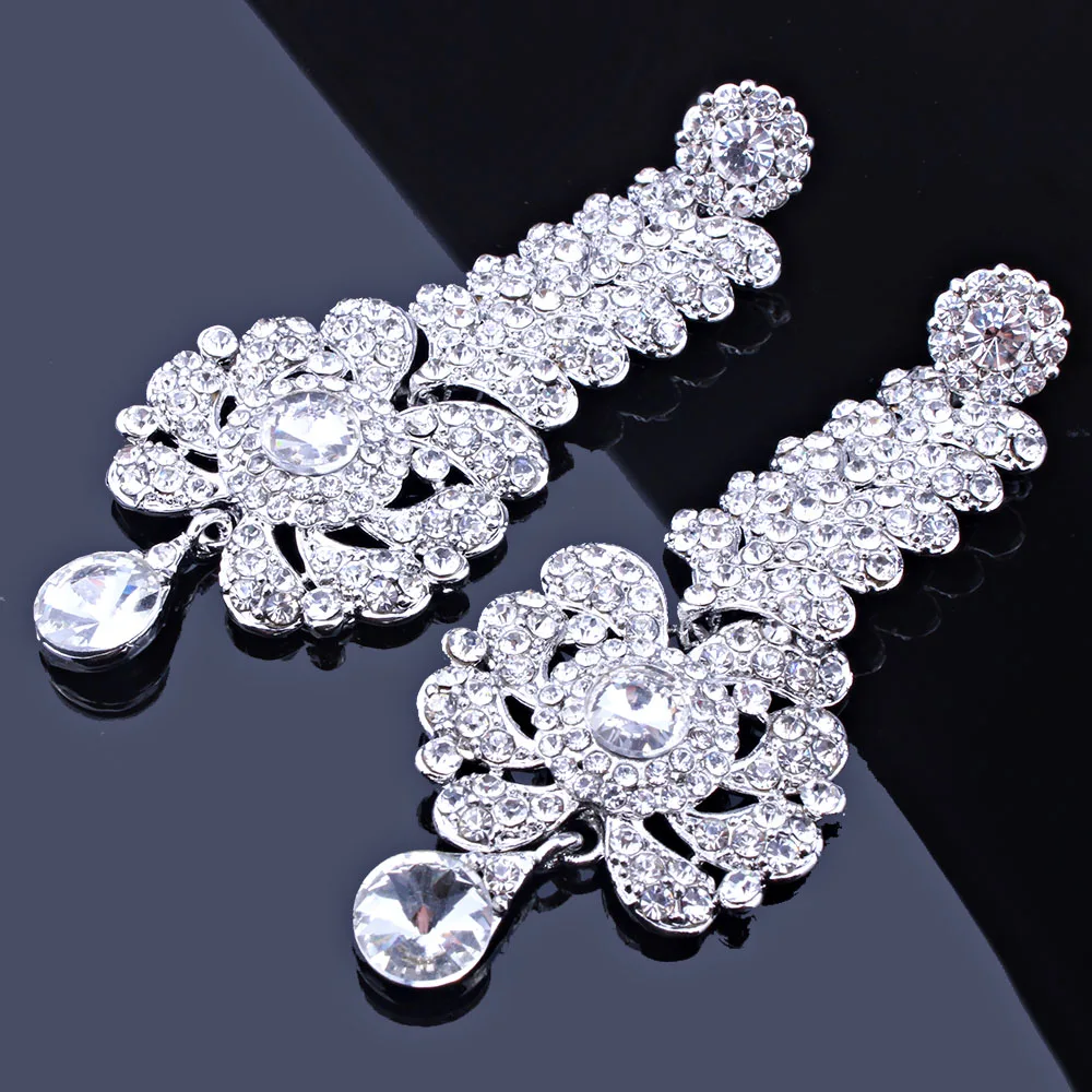

FARLENA Jewelry Shining Clear Crystal Necklace and Earrings set for Women Wedding Party Romantic Bridal Jewelry sets