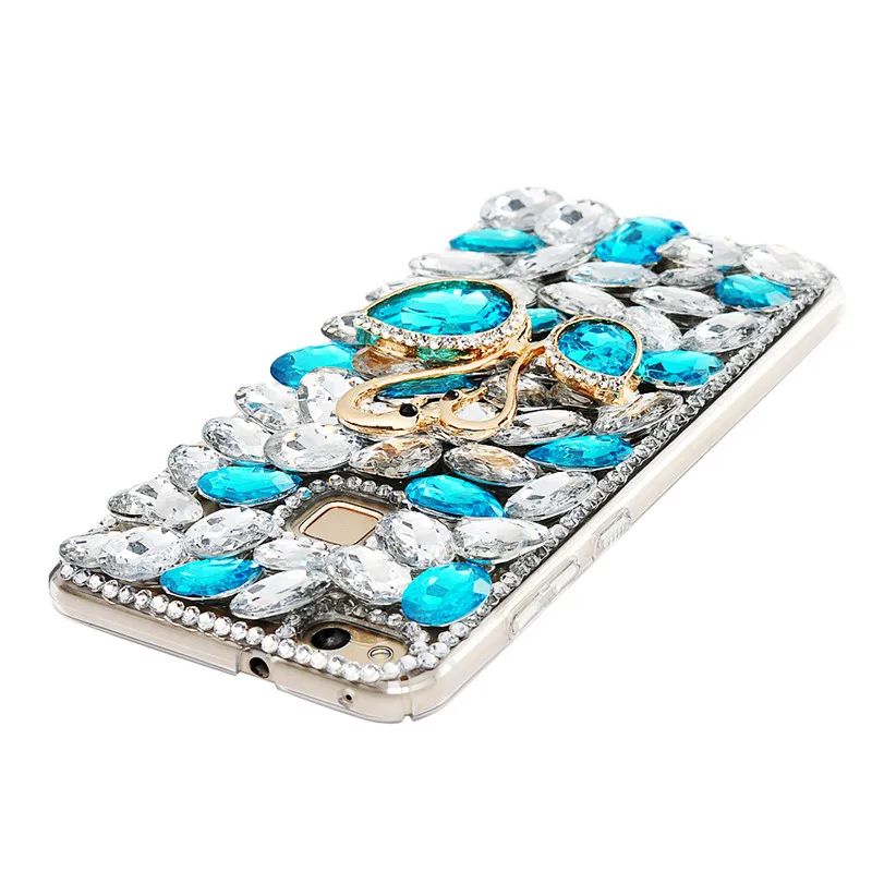 3d Лебедь горный хрусталь чехол для Huawei P8 p9 P10 Lite Bling Crystal Жесткий Телефон назад