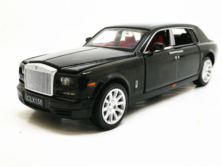Черный 1:32 Rolls Royce Phantom удлиненная литая игрушка из сплава литья под давлением металлическая модель автомобиля Детская Коллекция подарков - Цвет: Черный