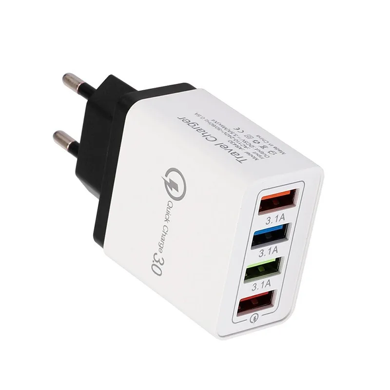 4 usb порта зарядное устройство для быстрой зарядки 3,0 для Redmi Note 5A 4X huawei/samsung Fast Chager адаптер Универсальное дорожное настенное зарядное устройство EU - Тип штекера: black