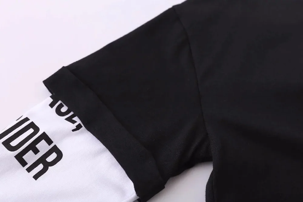 Зима Поддельные из двух частей Футболка Платье Женщины Марка Карманы О шея