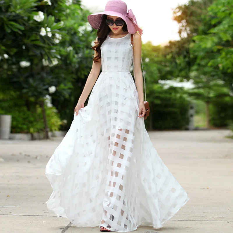 VERRAGEE бренд летнее платье Новинка 2018 года для женщин Винтаж органза без рукавов