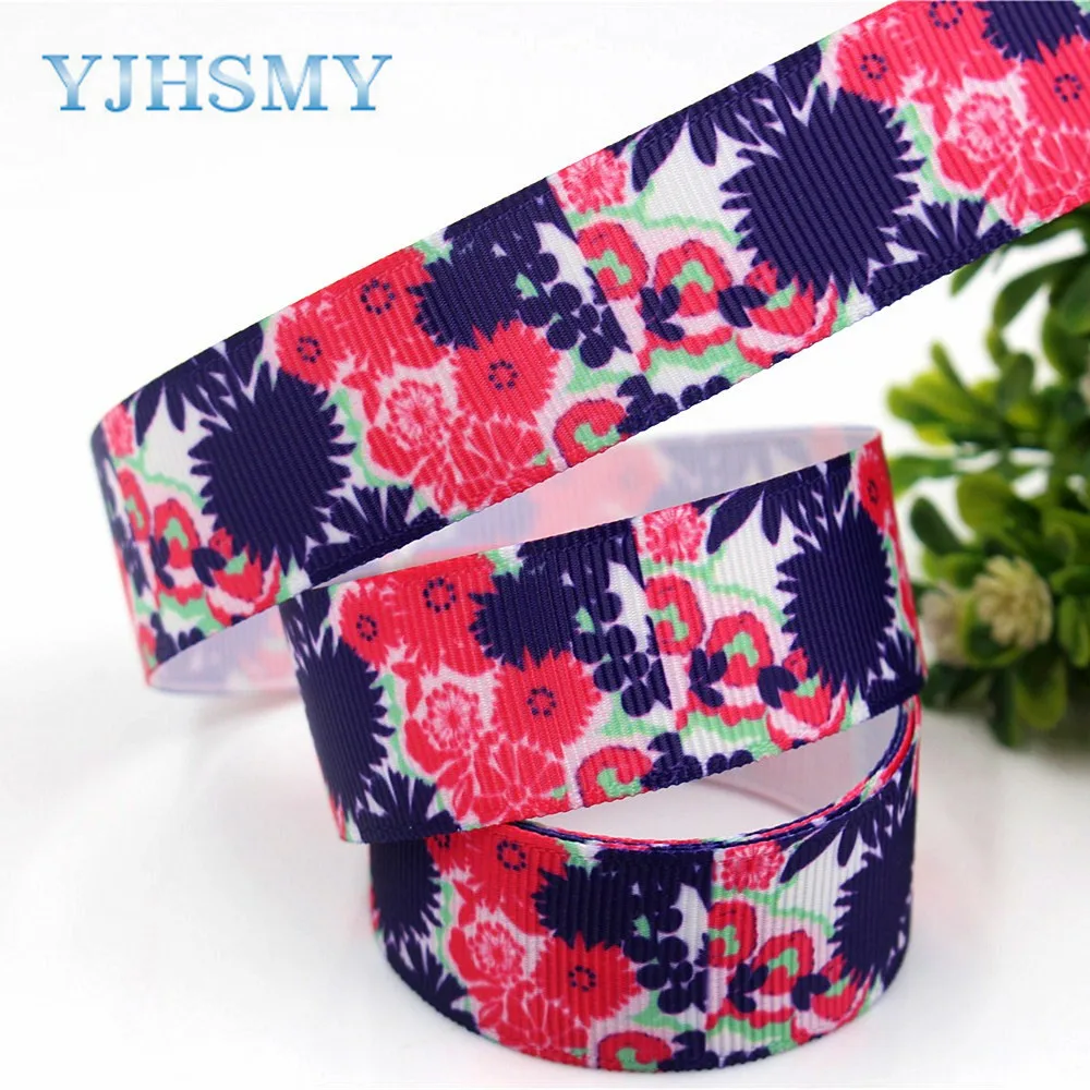 YJHSMY D-171208-480 10 ярдов 22 мм цветы напечатаны grosgrain ленты DIY ручной работы аксессуары
