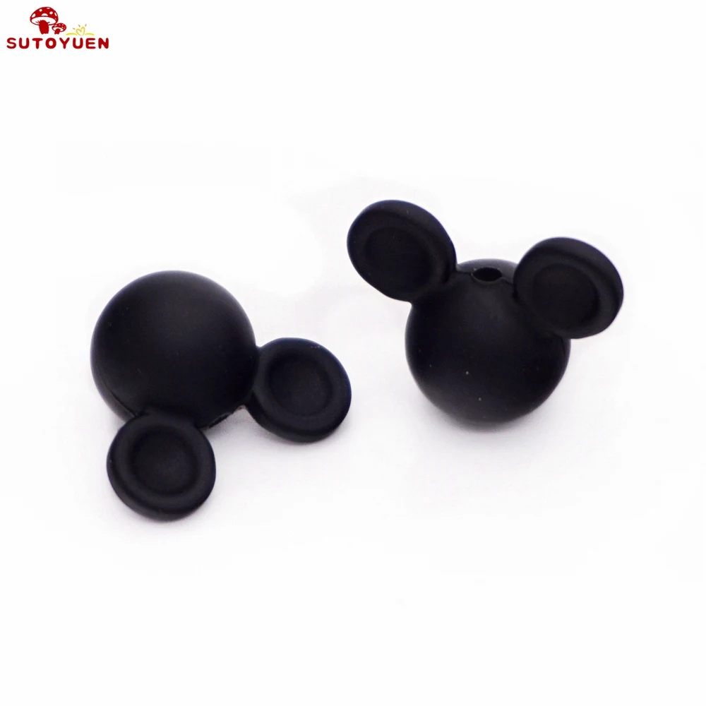 Black Sutoyuen 10 шт. силиконовые бусины с рисунком Микки из мультфильма BPA, Детские Жевательные бусины для прорезывания зубов, ювелирные изделия для прорезывания зубов - Цвет: Black