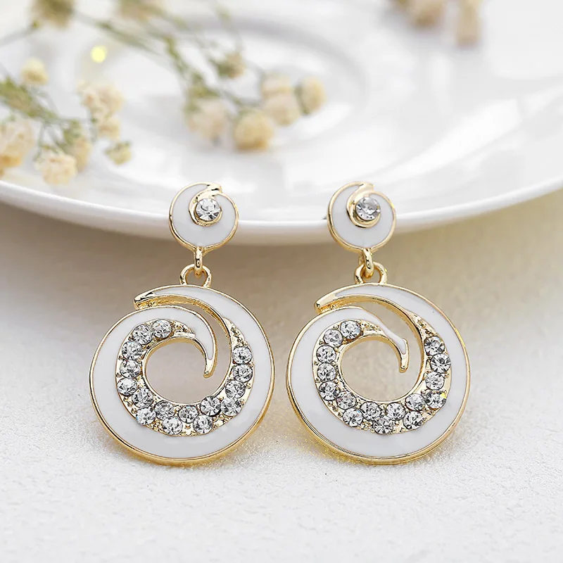 Lyiyunq Винтаж Классический круглый горный хрусталь Длинные Серьги для Для женщин