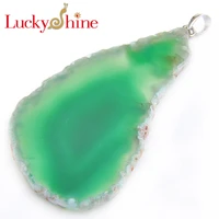 luckyshien new unique irregular slice natural green stone onyx pendants necklaces