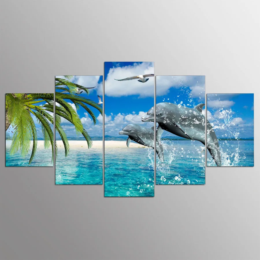 Домашний декор холст живопись номинальная Модульная картина 5 панелей животное