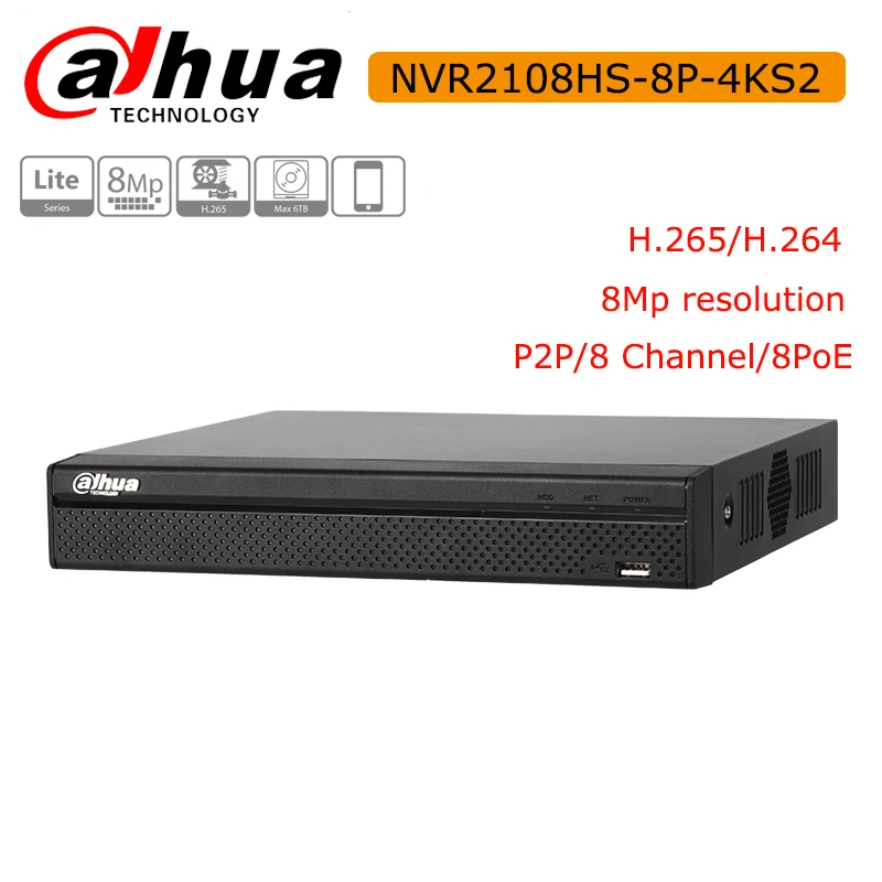 DH NVR2104HS-P-4KS2 NVR2108HS-8P-4KS2 4CH 8CH POE NVR 4 K рекордер поддержка HDD 4/8ch для системы