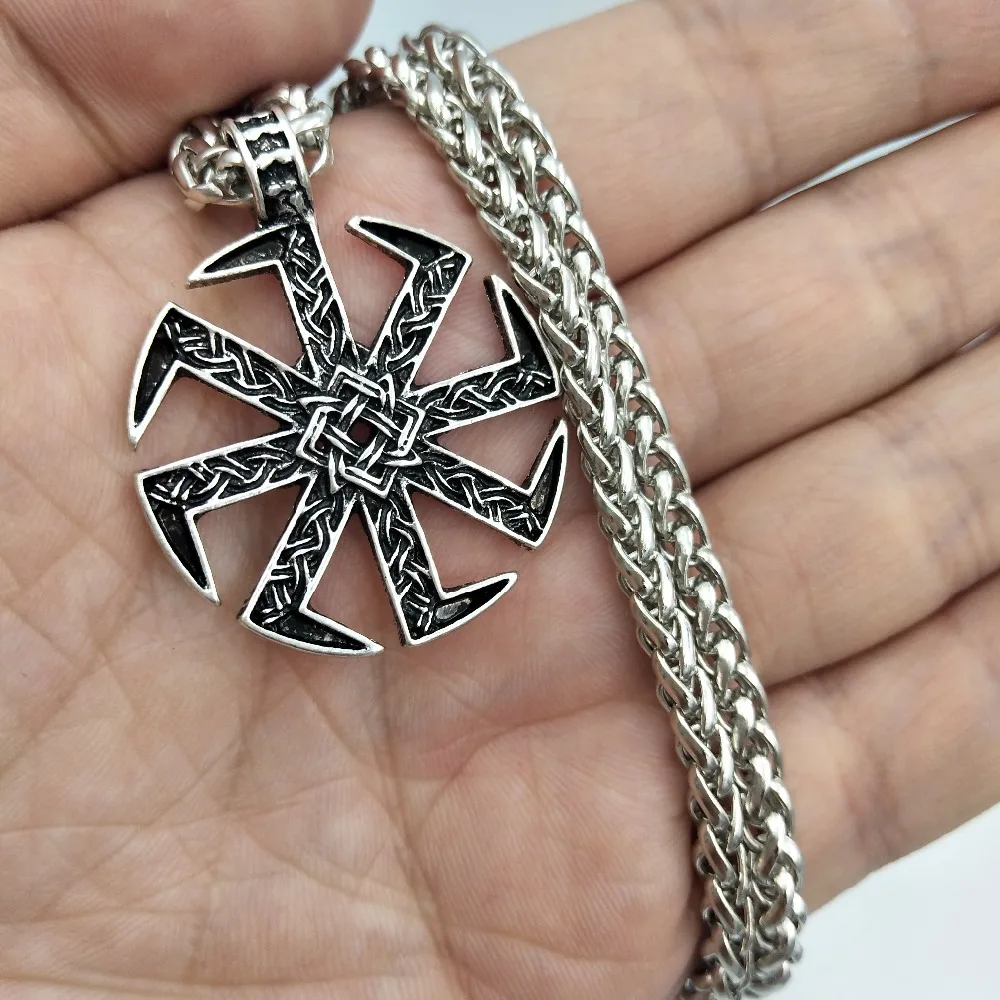 Славянский амулет Коловрат языческая подвеска Sunfiower Talisman Norse Jewelry ожерелье& Кулоны славянский символ серебряное ожерелье